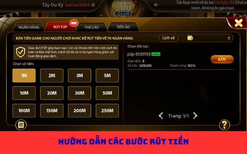 Hướng dẫn các bước rút tiền